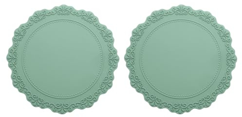 QUARKZMAN 2pz 9 Sottopiatto In Silicone Per Tavolo Da Pranzo, Sottopiatti Rotondi Resistente Al Calore Impermeabile Antiolio Sottopiatti Cucina (Verde)