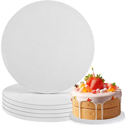 MOPLA 5 Stück Cake Board 30cm 12mm Dicke Tortenunterlage,Tortenplatte Dicke,Cake Drum,Tortenplatte Pappe Wiederverwendbare Kuchenplatte Rund für 8-11 inch Kuchen, Dessert für Hochzeiten, Partys