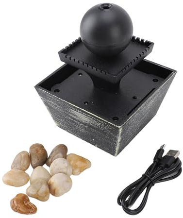 Indoor Tabletop Water Fountain, Calming and Relaxing Indoor Ball Fountain Built in LED Light Tabletop Fountain Small Home Decorative for Office Setting Bedroom Living Room