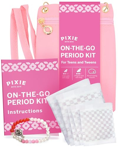 On-The-Go Period Kit for Girls 9-13 – Ranked 1 Organic Teen Pads with Wings – Cotton Pads, Tracking Bracelet & Discreet Crossbody Bag – Tween Starter Kit & Feminine Hygiene Essentials