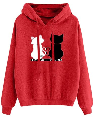 Nuoke Sweat Femme,Pull Femme,Hoodies avec Amour Animal imprimé Poche à cale Crampon