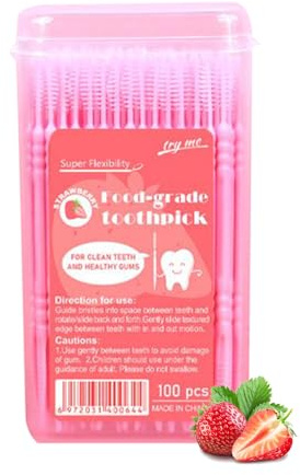 -Dents Nettoyants, Dents Aromatisés Fruits à Double Embout, 100 Pièces Soin Buccal Poils Souples Outils pour Restaurant Cuisine Banquet Camping Hôtel