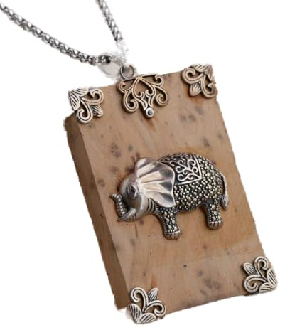 S925 Silver Vintage Halsband För Kvinnor Thuja Mosaik Elefant Kreativ Gravyr Klassisk Elegant Unik Personlighet Present Unisex