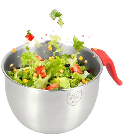 Tissting Cuencos Para Mezclar, Cuenco De Acero Inoxidable Con Mangos Antideslizante, Cuencos Anidados Para Almacenamiento Que Ahorra Espacio, Cuenco Versátil Para Cocina, Hornear, Cocinar(2800ML)