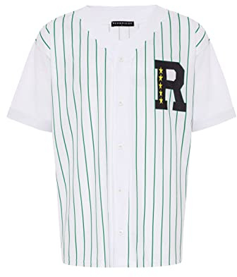 Baseballtröja, randig, t-shirt, skjorta, Vitgrön, XL