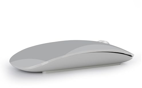 Uiosmuph Trådlös Bluetooth-mus, tyst trådlös mus, 3 lägen (Bluetooth 5.1/5.1+2.4G) Ergonomisk mus för bärbar dator, MacBook, PC, Windows, Android, iPad(Grå) | Tri-läge Bluetooth 5.0/5,1 och 2,4 GHz, DPI 1600 bärbar ljuddämpare, batteriindikator, PC/dator/bärbar iPad-surfplatta