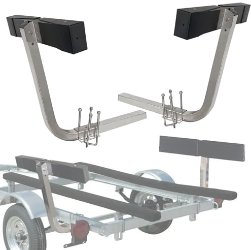 SUONE Boat Trailer Guide Bunk Board Guide 20 Aluminum Alloy Square Tube Kit with Advanced Rubber Anti-Collision Pads,316 Stainless Steel Trailer Guide Poles(2PCS)