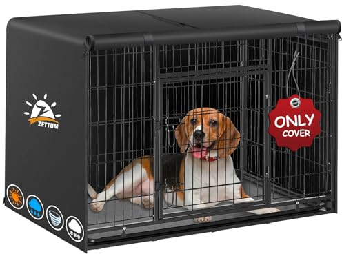 Zettum Housse de Cage pour Chien - Housses de Cage de chenil 600D pour Cage de Chien imperméables et Durable, Housse Universelle pour la Plupart des Cages - 137 x 94 x 114 CM (Housse Uniquement)