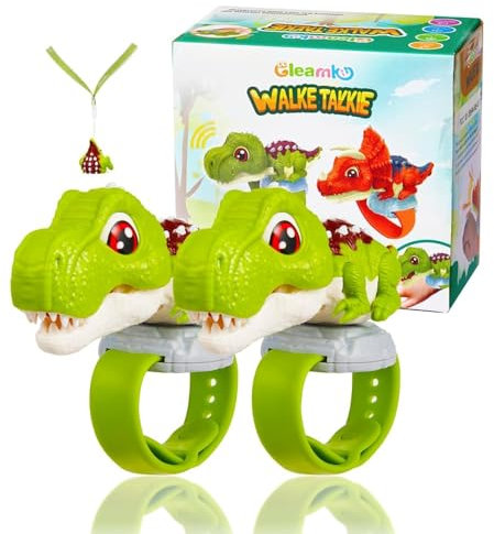 Gleamkid Walkie Talkies Kinder 2er, Dinosaurier Spielzeug,Geschenke Junge Mädchen 3 4 5 6 7 8 9 10 11 12 Jahre,Spielzeug für Draußen Walky Talky,Walkie Talkies mit Lanyard, Camping, Wandern