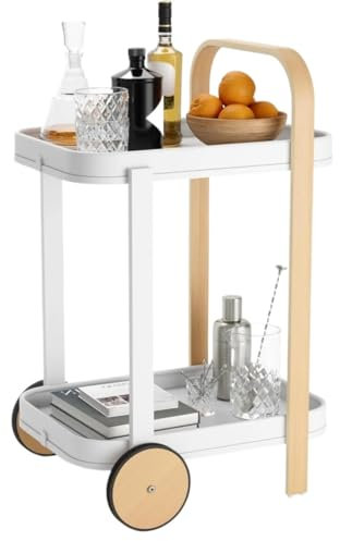 MNEVZX Carrito móvil Carro de Bar Estadounidense, Carrito de Servicio, Mesa Auxiliar, Ruedas con Borde DE Goma para UNA FÁCIL Movilidad Blanco/Negro Carritos de Servicio(White)