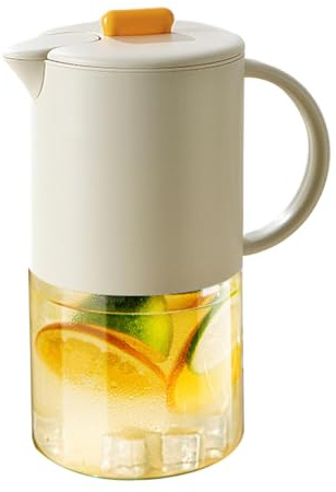 Glassdryckesbägare – kyld flytande vattenkanna, 1 500 ml förfriskningar häller karaff | Läckagebeständig frostad dryckesdispenser, enkel tvätt teservering med handtag, flytande serveringsglas
