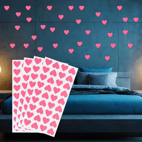 PATIKIL 144 Pcs Adesivi Cuore Fluorescenti Decorazioni Luminose Rosa