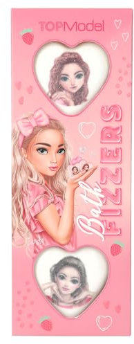 Depesche 13504 TOPModel - Bombe da Bagno Beauty And Me, 3 Sfere da Bagno in Bianco e Rosa, a Forma di Cuore e con fragranza di Fragola