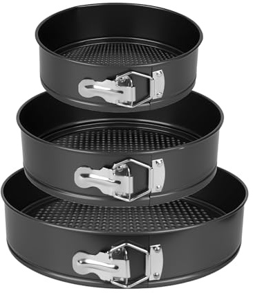 FLEEODAN Springform Pan Set of 3 (7/9/11) - Non-Stick Cheesecake Pans with Removable Bottom, Round Baking Molds for Cheesecake, Pie, Desserts & More - Baking Bakeware Set