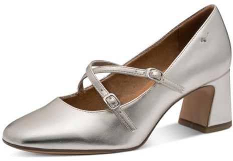 Tamaris Damen Pumps mit Blockabsatz, metallic, 39 EU