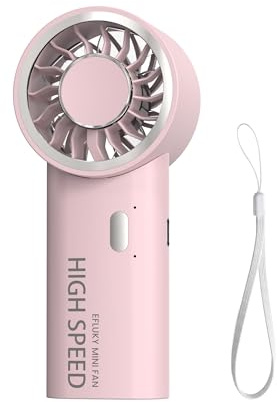 efluky Ventilatore a mano, mini ventilatore ad alta velocità, ricaricabile tramite USB, con 5 livelli di velocità, ventilatore portatile e da tavolo, per casa, ufficio, camera da letto, esterni