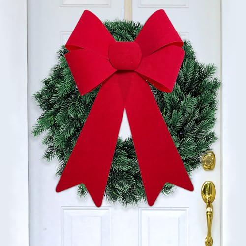 6 Pièces Nœud Rouge Noël 28x43cm Nœuds Papillon Grands Rouges en Velours pour Sapin de Noël, Décoration Noel Sapin Noeud Papillon Lot Décoration pour la Décoration Intérieure et Extérieure