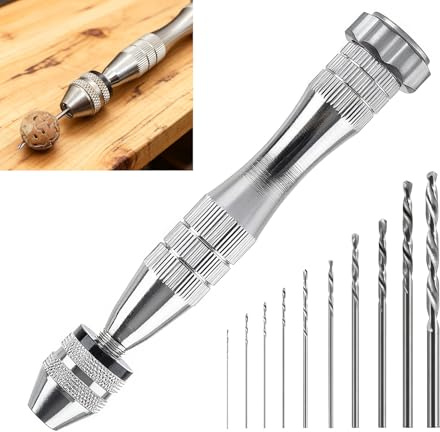 11 Pièces Mini Perceuse à Main, Forets à Main Hélicoïdales avec 10 Forets de Précision 0,8-3,0 mm, Perceuse Manuelle en Alliage d’Aluminium pour Bricolage Modélisme Bijoux Résine Bois Plastique