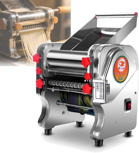 Elettrica Macchina Pasta Fresca,Sfogliatrice in Acciaio Inox,Pressa Noodle Multifunzionale,Macchina Arrotolare Pasta Elettrica Cucina Utensile per Domestico 200