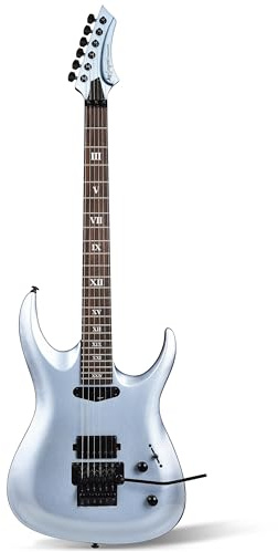 Leo Jaymz Tsunami Electric Guitar Mahogany Body & Roasted Maple Neck, HH Pickups with Rail, Double-Locking Tremolo, 24 Frets(Blue)