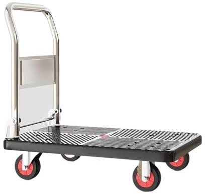 Handkärra, Hopfällbar 4-hjulig handtruck, bärbar tyst lagervagn Hopfällbar handkärra(Black,90x60cm)