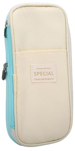 Eminchu Estuche para Lápices de Lona, Estuche para Lápices de Tela Ampliable Lavable de Gran Capacidad, Organizador para Bolígrafos con Diseño de Estudiante, Ideal para Útiles Escolares, 23x11cm