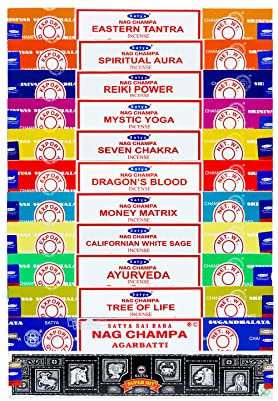 Satya Nag Champa 01202 Variety Incense Sticks Set - 12 Packs x 15 Gms