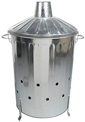 Easy Shopping 90 Litre 90L Extra Large Galvanised Metal Incinerator Recycle Garden Rubbish Fire Burning Bin with Lid