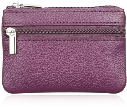 Hibate 1x Violet Mini Porte-Monnaie Cuir pour Femme Homme Enfant Fille Garcon Coin Purse Wallet