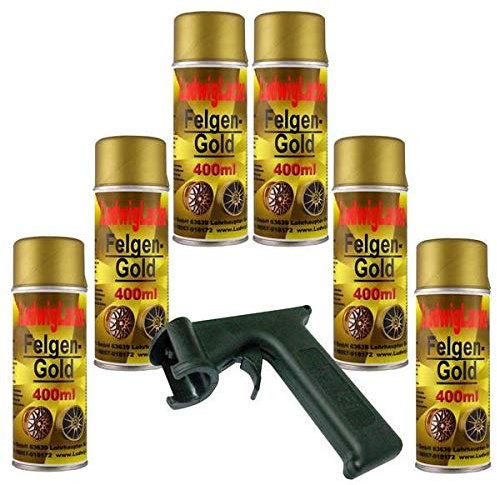 Felgengold 6 Spraydosen 400ml Felgenlack für Autolack Lackierer mit Haltegriff