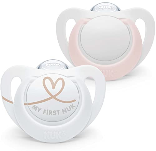 NUK Star Schnuller für Neugeborene | 0–2 Monate | BPA-freie Silikonschnuller | pink | 2-teilig