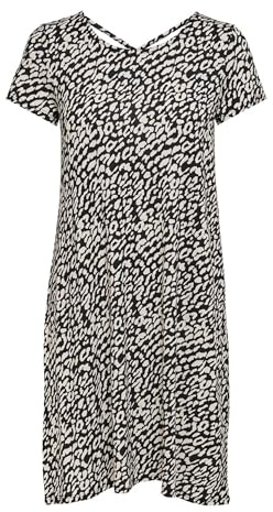 Only Onlbera Back Lace Up S/S Dress Jrs Noos Vestido, Black/Aop:Eggnog Leo, M Mujer