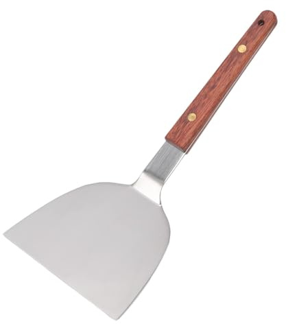 Wide Spatula, Burger Spatula Egg Flipper Spatula Stainless Steel Pancakes Shovel Grill Scraper with Wooden Handle Grill Scraper Wide Blade Burger Turner Scraper 105mm