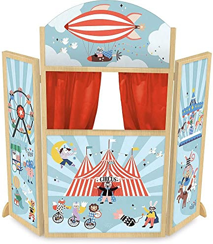 Vilac - Théâtre Cirque - Michelle Carlslund - Jeu Educatif - Jouet d'Imagination et d'Imitation en Bois - Marionnette - pour Enfants à Partir de 3 Ans, Multicouleur