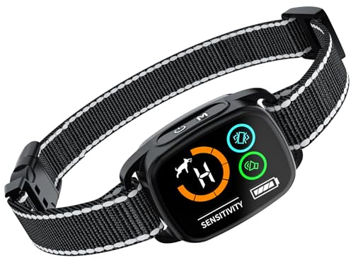 Collare Antibark per Cani, Modalità Suono/Vibrazione/Vibrazione Forte, Rilevamento Intelligente dei Guaiti, Ricaricabile, Impermeabile IP67, per Cani Piccoli e Grandi (Nero)