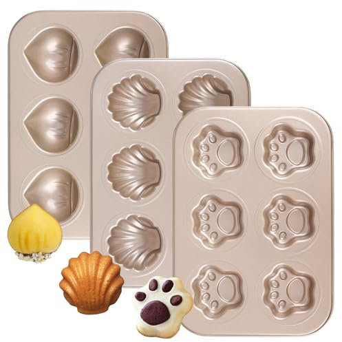 duisoad 3 Stück Muffinform Muffinform Blech mit Antihaftbeschichtung Karbonstahl Muffinblech für Cupcakes, Brownies, Muffins, 26,5 x 18,5 cm