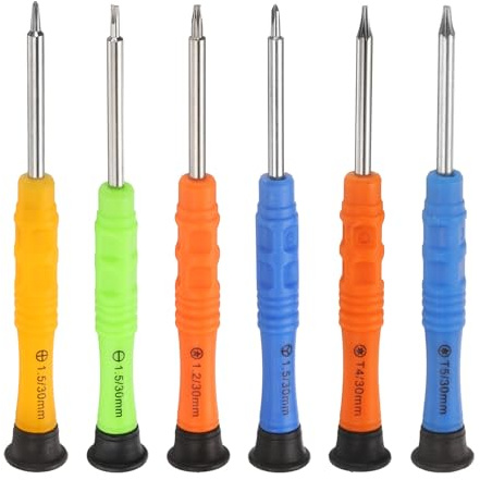 sourcing map 6pcs Mini Screwdriver Set with 6 Size Phillips/Slotted/Torx/Five Star/Y-Type Screwdriver Head Repair Tool Kit for Small Appliances Repairs