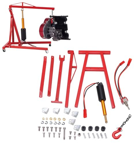 lvifloae RC Engine Crane Hanger Electric Model Car Crane Jack Universal for 1 8 1 10 Scale Remote Control Vehicles not for Real Cars Black (Red)
