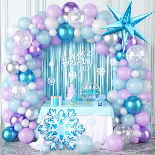102PCS congelados globos, globos de papel de aluminio para fiesta de cumpleaños de los, los globos de copo de nieve, Elsa y Anna tema decoración de la fiesta