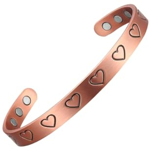 SVADiA Radiant Hearts Koppararmband med Magneter | Justerbart Armband för Män & Kvinnor | Elegant Handgjord Design | Bly- & Nickelfritt
