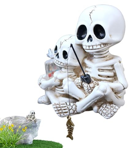 Ranley Figuras de Esqueleto | Figura Decorativa de Mesa de Halloween | Jardín Escultura Escultura de Resina para Alféizar de la Ventana Estantería Balcón Estanque