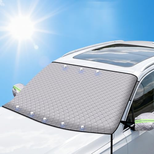 Sonnenschutz Auto Frontscheibe Frontscheibenabdeckung mit 8 Magneten, windschutzscheibe Sonnenschutz, klappbar Schützt vor Sonne, UV, Schnee, EIS, Frost, Staub Für alle Jahreszeiten (XL：H128xB158 cm)