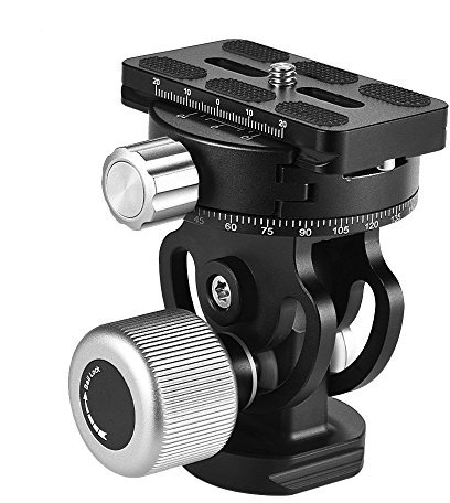 Andoer 2-Wege-Neiger Stativkopf, Stativ Neigekopf, Pan Tilt Head Vogelbeobachtung Fotografie Kopf mit Quick Release Plate 3 Bubble Level Tragetasche für Sirui L10 RRS MH-02