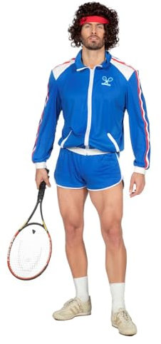 WILBERS & WILBERS 5160-80er Jahre Tennis Outfit, Shorts und Jacke, Karneval Kostüm Herren