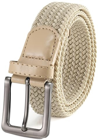 BOZEVON Ceinture Tissée Élasticité - Tissu Élastique Stretching Étirable Ceintures pour Homme Femmes Kaki