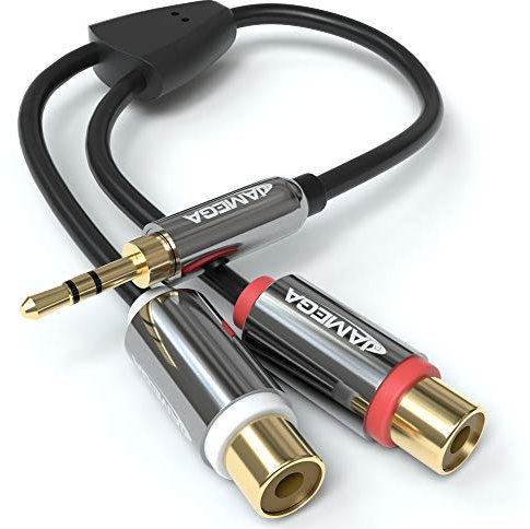 JAMEGA - Cinch auf Klinke Adapter | Aux zu Cinch 3.5mm Klinke auf 2 RCA Cinch Buchse Audio Stereo Klinkenadapter vergoldete Kontakt aus Metall