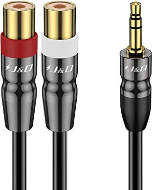 J&D 3,5 mm zu Dual RCA Audio Kabel, Heavy Duty 3,5mm-Stecker auf 2 Cinch-Buchse Vergoldetes Kupfergehäuse-Stereo-Audioadapterkabel, 0,9 Meter