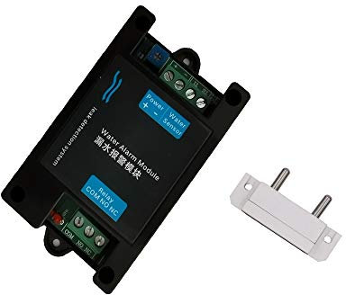 Water Detectors Sensitive Leak and Drip Alert Water Alarm Sensor with 10A Relay for Automatic Water Shut-Off Valve or Pump (NO Included) (Black)