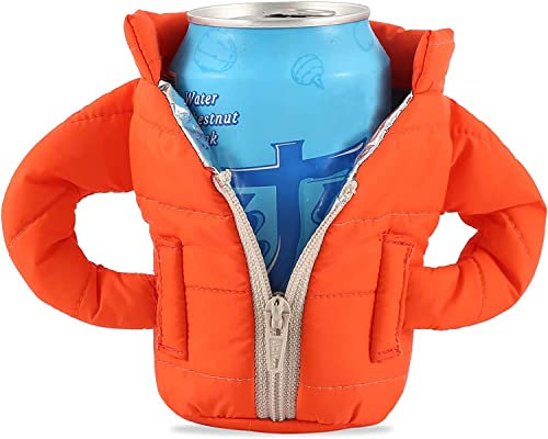 Refroidisseur à canettes Veste, Refroidisseur à bière, Refroidisseur à Boisson,6,3 cm de diamètre,Idéal pour Les Hommes, Les Amateurs de Bière(orange)