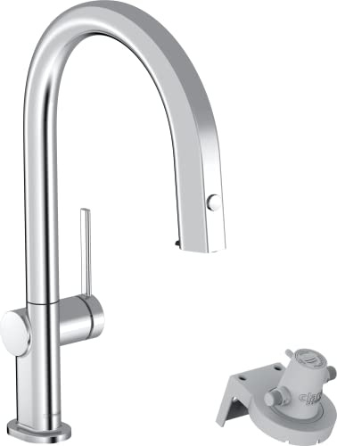 hansgrohe Aqittura M91 FilterSystem Grifo de cocina 210 con filtro de agua, caño extraíble, 1 tipo de chorro, cromo, 76803000
